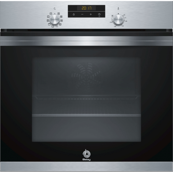 Horno multifunción Balay 3HB433CX0, 71 litros, 7 funciones, Aqualisis, puerta extraíble, clase A, horno de leña, display LED, acero inoxidable