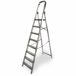 Escalera de aluminio Altipesa de 8 peldaños, Serie 370, escalera de tijera