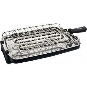 Barbacoa eléctrica Flama 421FL desmontable resistencia extraible superficie de cocción 34 x 59cm potencia 2400W inox