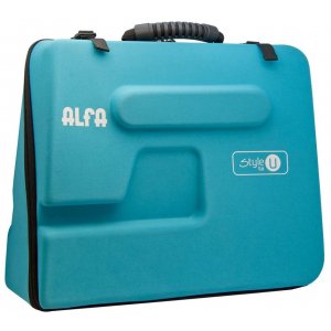 Funda máquina de coser Alfa Style to U fabricada en EVA termoconformado con clips de refuerzo y asa ergonómica de color azul