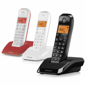 Teléfono inalámbrico Dect Motorola S1203, TRIO, tricolor