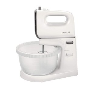 Batidora amasadora Philips HR3745/00, 450W, 5 velocidades + turbo, bol de 3 litros, blanco