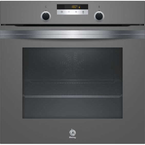 Horno pirolítico Balay 3HB584CA0, 71 litros, 7 funciones, Aqualisis, AutoChef 10 recetas, clase A, horno de leña, display LED, cristal gris antracita