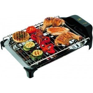 Barbacoa eléctrica Jata BQ101, desmontable, parrilla 2 alturas, bandeja acero inoxidable, potencia 2400W, fácil limpieza, 42 x 26 cm, inox
