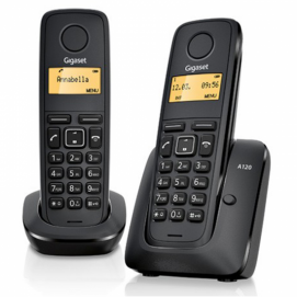 Teléfono inalámbrico Dect Siemens Gigaset A 120 DUO, negro