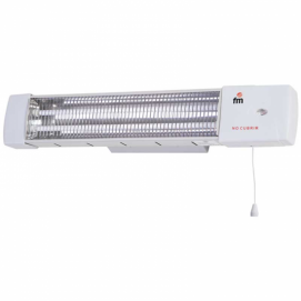 Calefactor infrarrojos estufa de baño FM 1502-C, de cuarzo, mural, 600W - 1200W, blanco