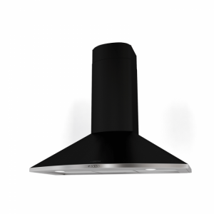 Campana decorativa de pared piramidal Mepamsa TENDER H 90 NEGRO FUNDICION V2, 70 cm, 620 m3/h, clase B, 3 velocidades, 64dB, filtro aluminio, 2 luces LED, negro