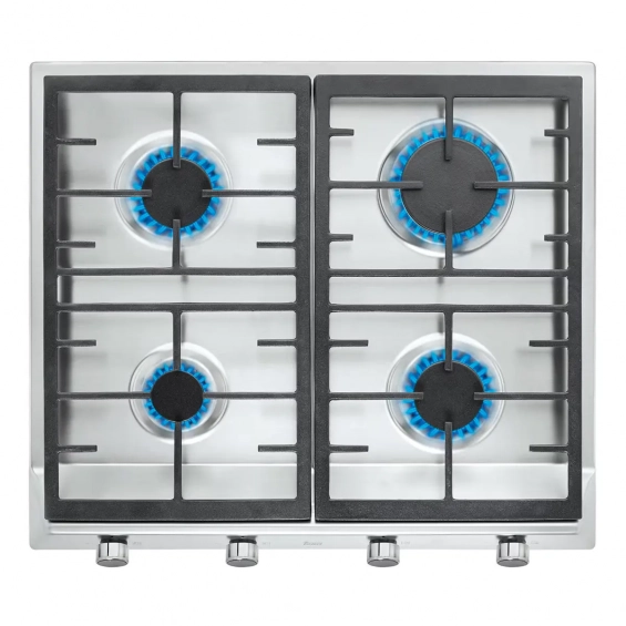 Placa de gas natural Teka EX 60.1 4G AI AL DR CI NAT, 58 cm, 4 zonas, mandos frontales, autoencendido, 9550W, ref. 40212210, acero inox