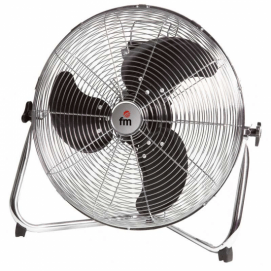 Ventilador de suelo FM F-50, 50cm, 3 niveles, orientable 90º, 200W, circulador metal cromado