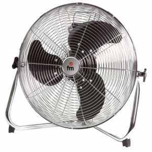 Ventilador de suelo FM F-50, 50cm, 3 niveles, orientable 90º, 200W, circulador metal cromado