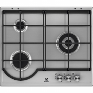 Placa de gas Electrolux EGH6333BOX 3 zonas 59.5cm natural/butano encendido electrónico quemador ultrarrápido 4000W acero inox