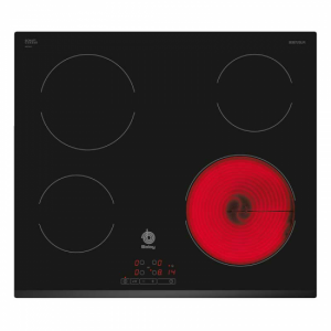 Placa vitrocerámica Balay 3EB720LR, 60cm, 4 zonas, 17 niveles, Función Memoria, 6600W, negro