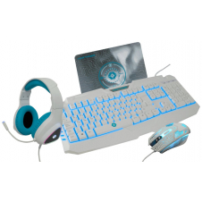 KIT GAMER DE TECLADO/MOUSE/HEADSET/MOUSEPAD AVALANCHE 4 EN 1, ALÁMBRICO, USB, BLANCO (ESPAÑOL)