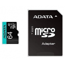 Micro Secure Digital Premier A2 ADATA UHS-I 64GB - 64 GB, Negro, UHS-I Class 10