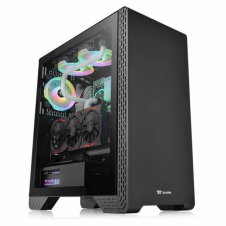 GABINETE THERMALTAKE S300 TG CON VENTANA, MIDI TOWER, ATX/MICRO ATX/MINI-ITX, USB 2.0/3.0, SIN FUENTE, NEGRO CA-1P5-00M1WN-00