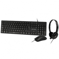 TECLADO/MOUSE USB Y DIADEMA 3.5MM PERFECT CHOICE NEGRO
