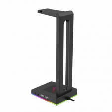 NACEB BASE PARA AUDÍFONOS GAMER T11 ELEVEN RGB, 2X USB, 1X 3.5MM, NEGRO NA-0952