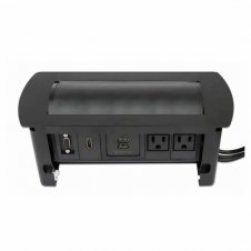 MANHATTAN CAJA PARA MESA 164832, 2 PUERTOS + 2X USB, NEGRO