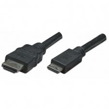 MANHATTAN CABLE HDMI DE ALTA VELOCIDAD, MINI HDMI MACHO - HDMI MACHO, 3D, 1.8 METROS, NEGRO 304955