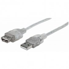 MANHATTAN CABLE EXTENSIÓN DE ALTA VELOCIDAD USB 2.0, USB A MACHO - USB A HEMBRA, 4.5 METROS, PLATEADO 340502