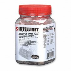 INTELLINET BOTE PARA PLUG RJ-45 CAT5E UTP SÓLIDO, TRANSPARENTE, 100 PIEZAS 502399