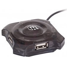 MANHATTAN HUB USB 1.1 DE 4 PUERTOS, 12 MBIT/S, NEGRO/TRANSPARENTE 162272