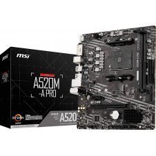 TARJETA MADRE MSI MICRO ATX A520M-A PRO, S-AM4, AMD A520, HDMI, 64GB DDR4 PARA AMD - NO ES COMPATIBLE CON RYZEN 5 3400G Y RYZEN 3 3200G