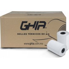 GHIA PAPEL TÉRMICO 80MM X 70MM, REACCIÓN NEGRO, 50 PIEZAS CTG80N