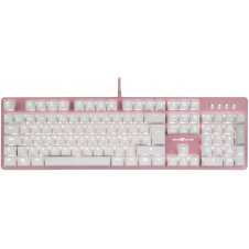 TECLADO GAMER GAME FACTOR KBG400-PK-BL, TECLADO MECÁNICO, SWITCH KRED BLUE, ALÁMBRICO, ROSA (ESPAÑOL)