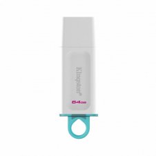 MEMORIA USB KINGSTON DATATRAVELER EXODIA, 64GB, USB 3.2, BLANCO CON ANILLO AZUL TRANSPARENTE