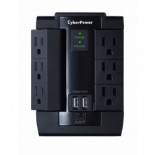CYBERPOWER SUPRESOR DE PICOS P600WSURC1, 6 CONTACTOS, 2X USB, 1200 JOULES