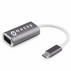 NACEB ADAPTADOR USB C MACHO - VGA HEMBRA, GRIS/BLANCO NA-0110