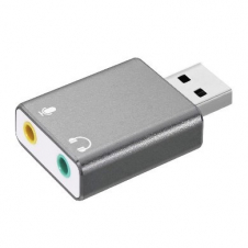 BROBOTIX ADAPTADOR DE AUDIO USB - 2X 3.5MM, GRIS 263571