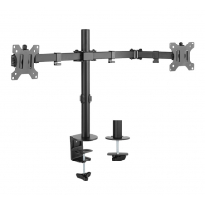 OVALTECH SOPORTE DE ESCRITORIO PARA 2 MONITORES, 30, 32, 8KG, NEGRO