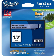 CINTA LAMINADA BROTHER TZE131 12MM NEGRO SOBRE TRANSPARENTE DE 8 METROS