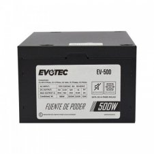FUENTE DE PODER EVOTEC EV-500, 500W, ATX, 20+4 PINES, SATA, MOLEX, FLOPPY