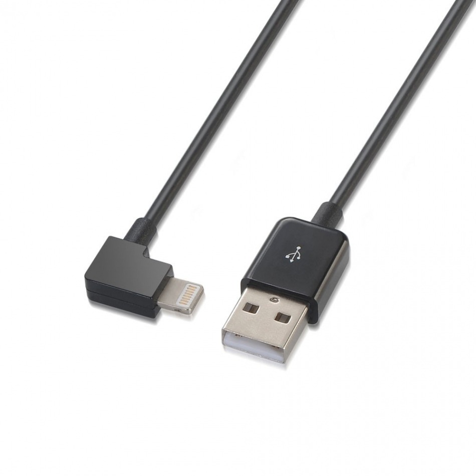 Nanocable Cable de 1m USB a Lightning Acodado Negro