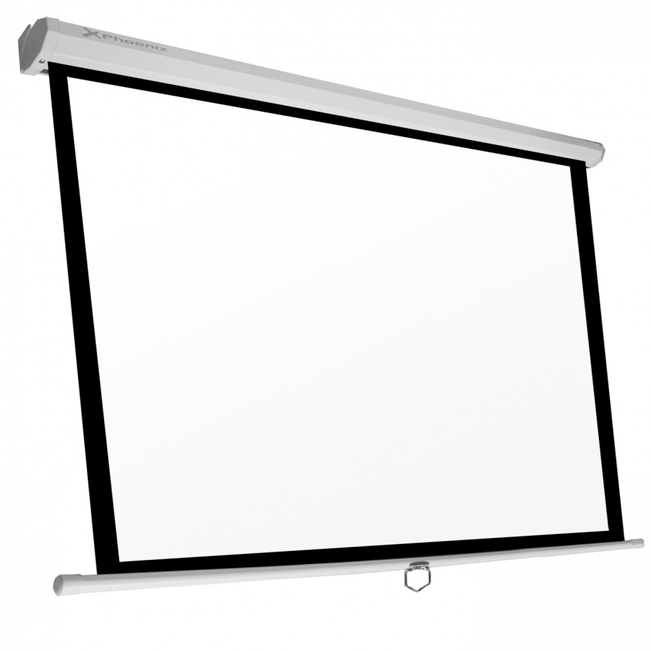 Pantalla manual videoproyector pared y techo phoenix 135´´ ratio 1:1 - 16:9 - 4:3 2.4m x 2.4m posicion ajustable - carcasa blanca - tela super resistente