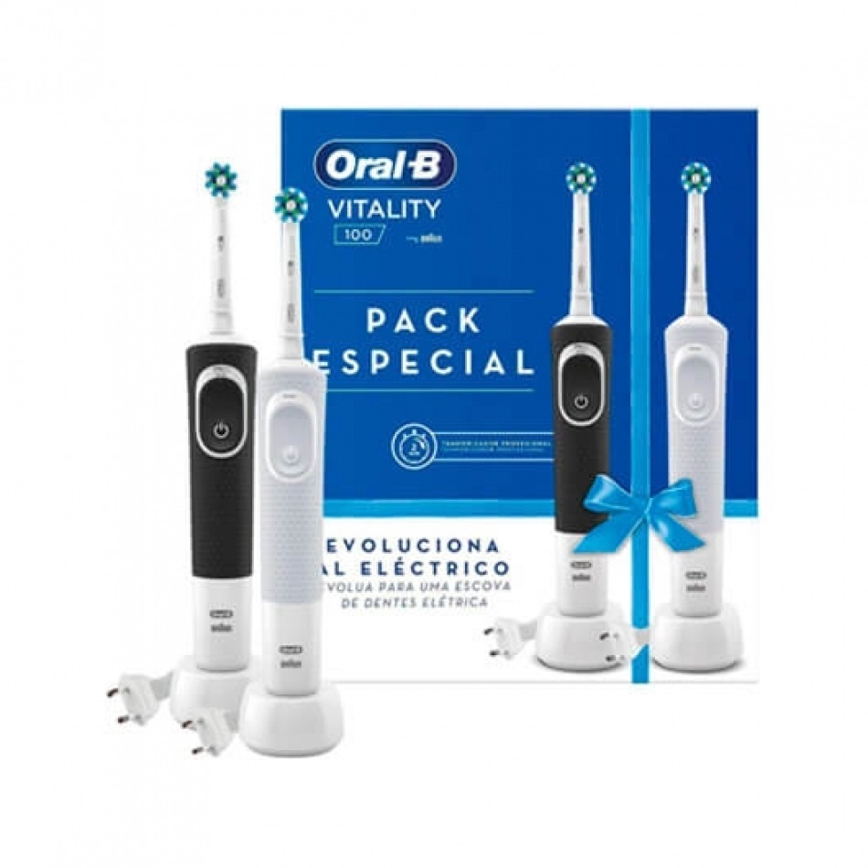 Cepillo dental electrico oral - b d100 vitality duo 2xcabezal cross action - temporizador - 2xmangos