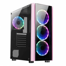 GABINETE XZEAL (XZCGB12P) XZ110-1, MICRO ATX,PANEL VIDRIO,1*USB 3.0,1*USB 2.0,3*VENTILADOR RGB,ROSA