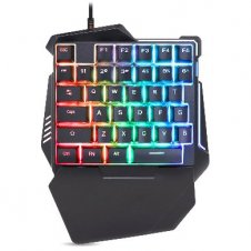 TECLADO BROBOTIX GAMER, ALAMBRICO USB, RGB, ONE HAND, NEGRO