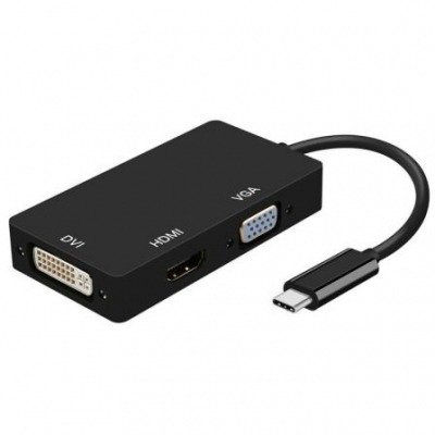 Aisens - Conversor Usb-C A Dvi/Hdmi/Vga, Usb-C/M-Dvi/H-Hdmi/H-Vga/H, N