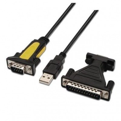 Aisens - Conversor Usb A Serie, Tipo A/M-Rs232 Db9/M Db25/M, Negro, 1.