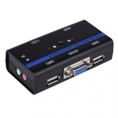 Aisens Conmutador Kvm Vga Usb 1U-2Pc+Cable Negro