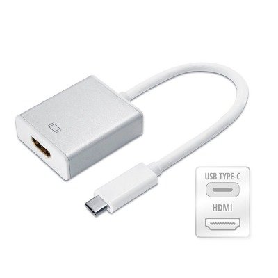 Pinbox - Conversor Usb-C A Hdmi, Usb-C/M-Hdmi/H, Plata, 15Cm