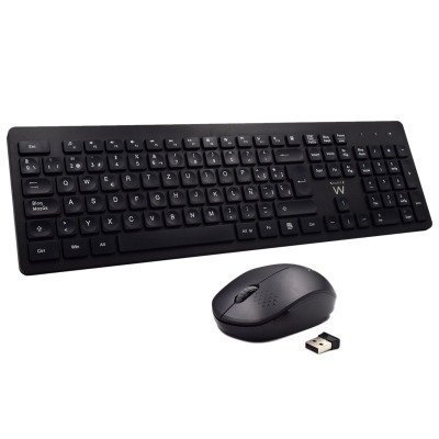 Ewent EW3256 teclado y raton inalámbrico Español Negro