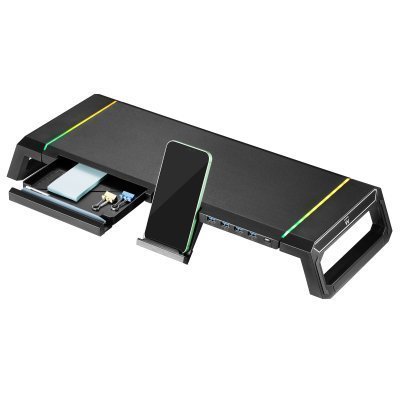 Ewent EW1268 Elevador plegable RGB para monitor con cajón y soporte para smartphone