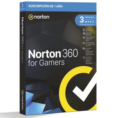 Caja NORTON 360 Gamers 50GB ES 1 usuario 3 dispositivo 1A