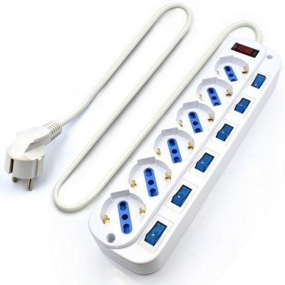 EWENT EW3932-3M Regleta 6 Tomas con 6 interruptores Cable 3 Metros
