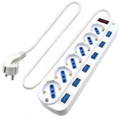 EWENT EW3932-5M Regleta 6 Tomas con 6 interruptores Cable 5 Metros